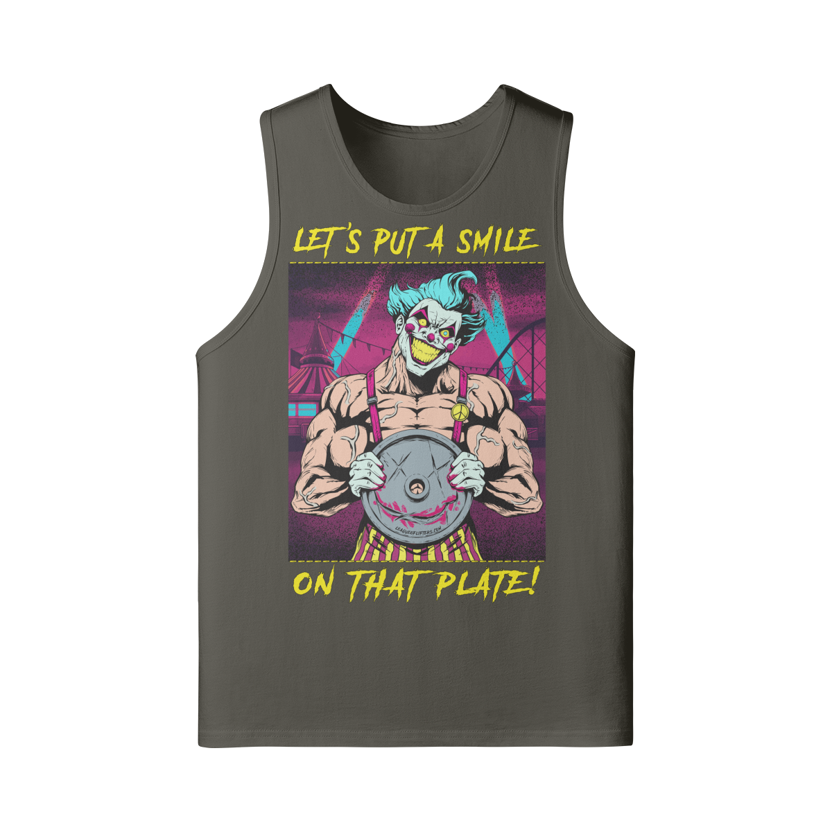 SMILE ON THAT PLATE (RETRO)- Tank Top-Charcoal Grey-League of Lifters