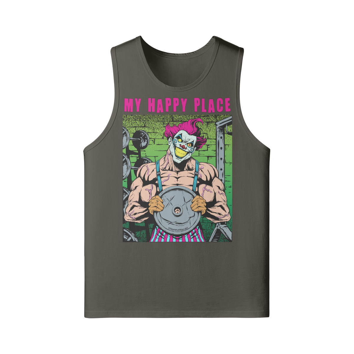 MY HAPPY PLACE- Tank Top-Charcoal Grey-League of Lifters