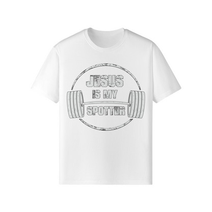 JESUS IS MY SPOTTER (TEXT)- Classic T-Shirt-White-League of Lifters
