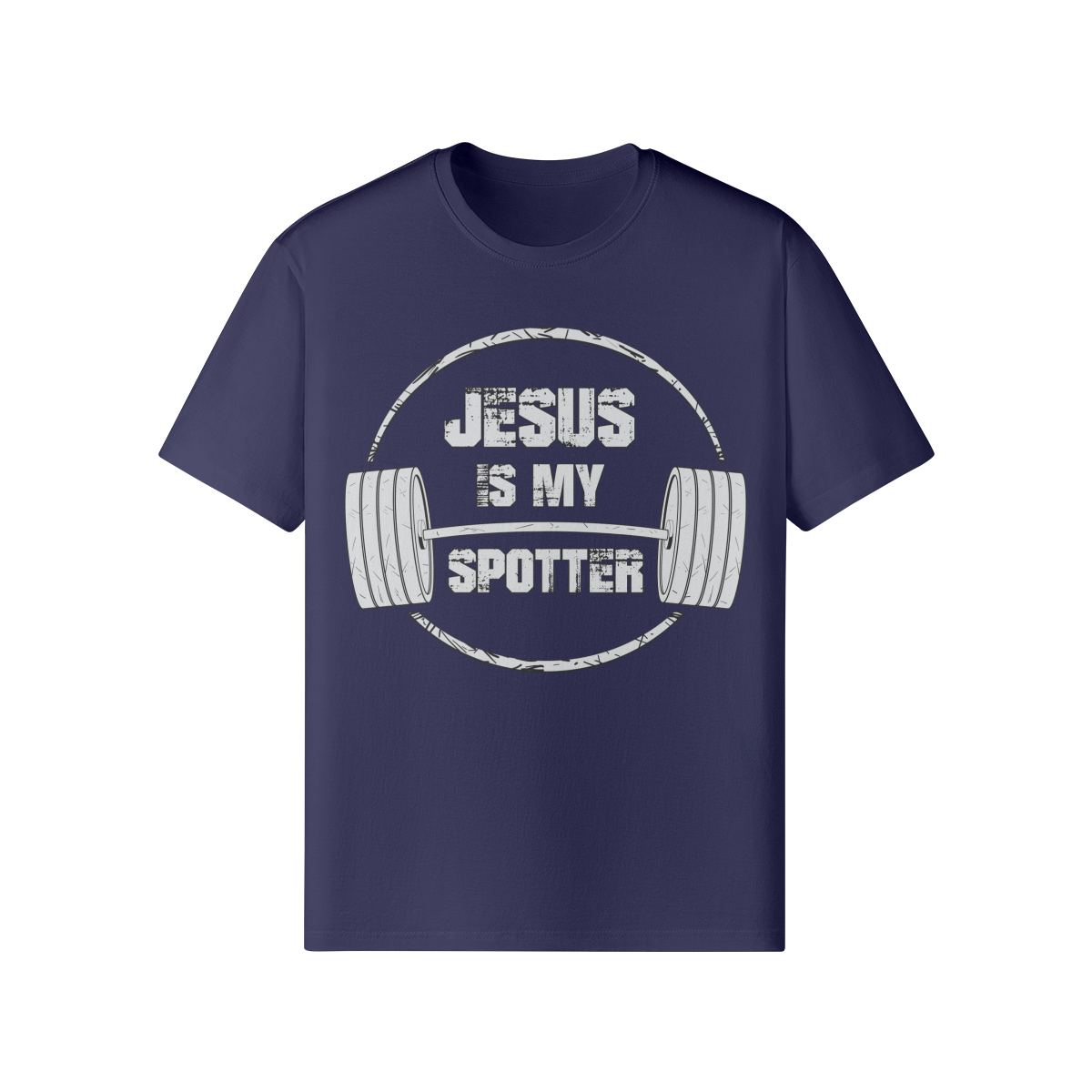 JESUS IS MY SPOTTER (TEXT)- Classic T-Shirt-Dark Navy-League of Lifters
