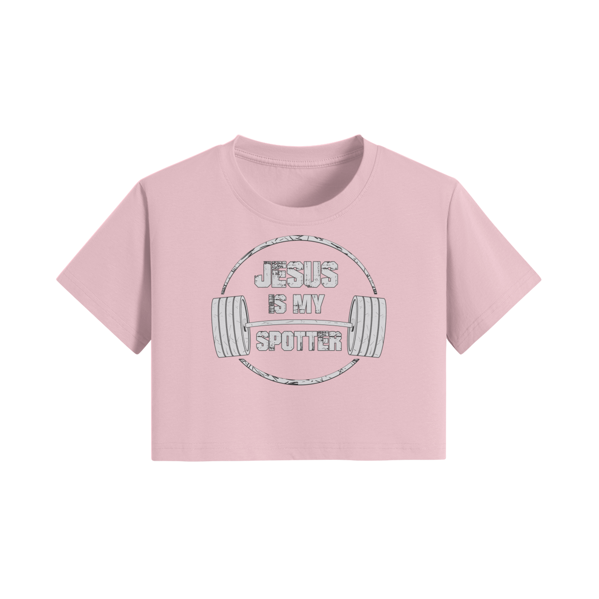 JESUS IS MY SPOTTER (TEXT)- Womens Crop Top-Pink-League of Lifters