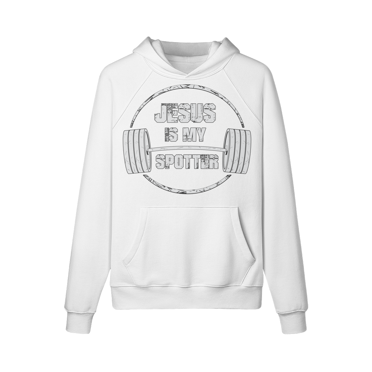 JESUS IS MY SPOTTER (TEXT)- Hoodie-White-League of Lifters