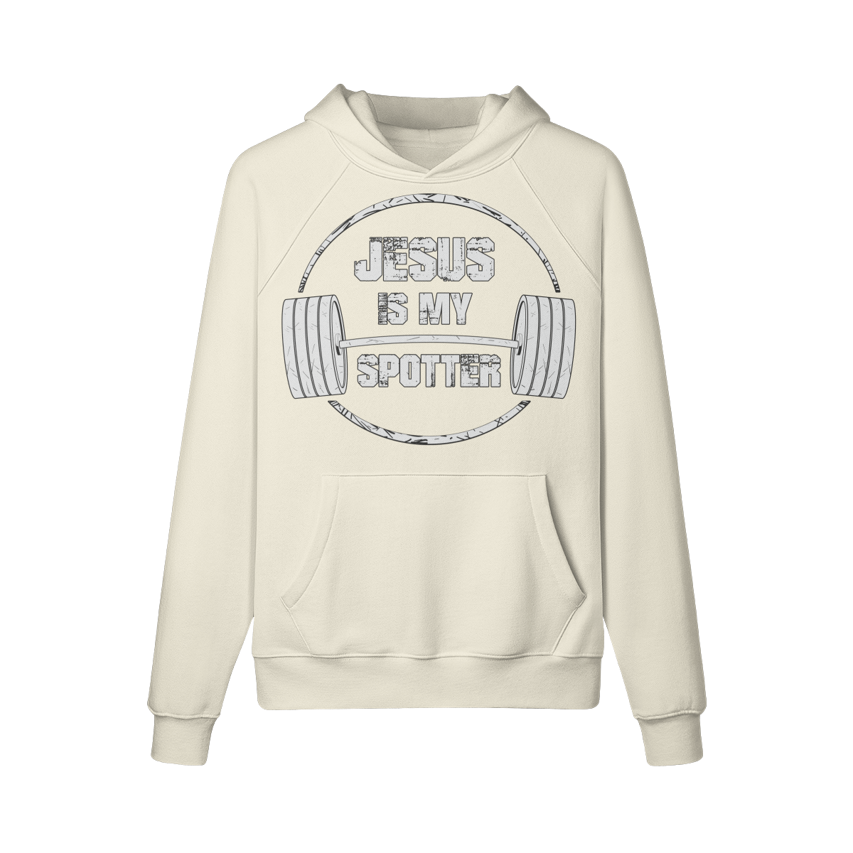 JESUS IS MY SPOTTER (TEXT)- Hoodie-Rice Apricot-League of Lifters