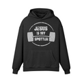 JESUS IS MY SPOTTER (TEXT)- Oversized Hoodie-Faded Black-League of Lifters