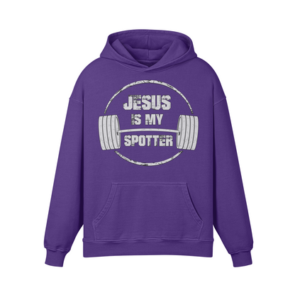 JESUS IS MY SPOTTER (TEXT)- Oversized Hoodie-Purple Haze-League of Lifters