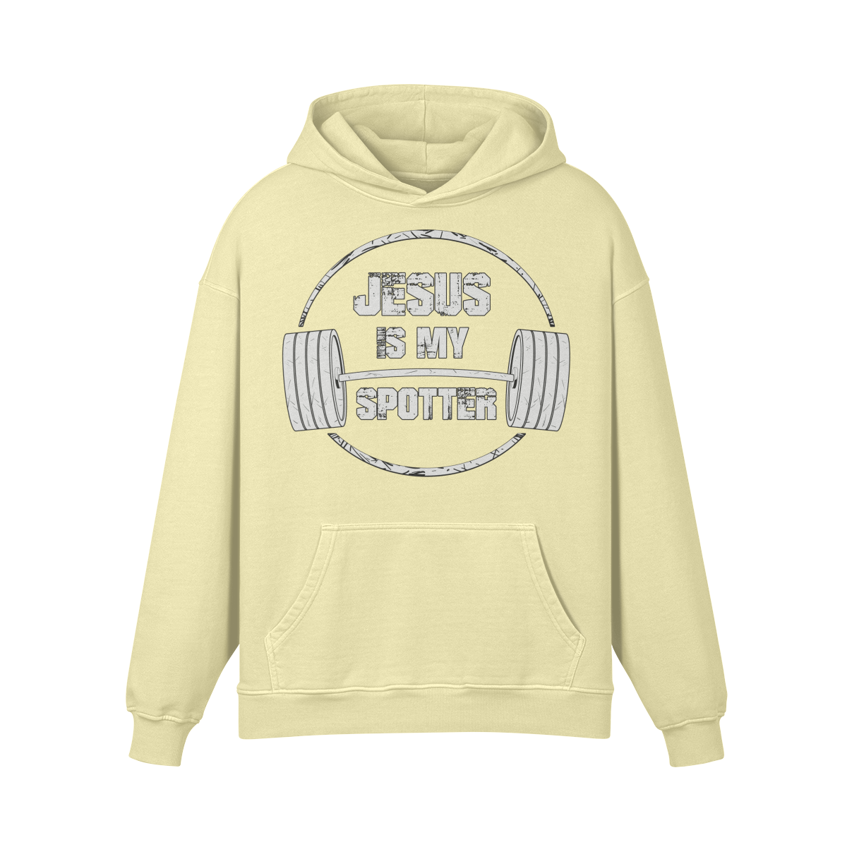 JESUS IS MY SPOTTER (TEXT)- Oversized Hoodie-Pale Spring Bud-League of Lifters