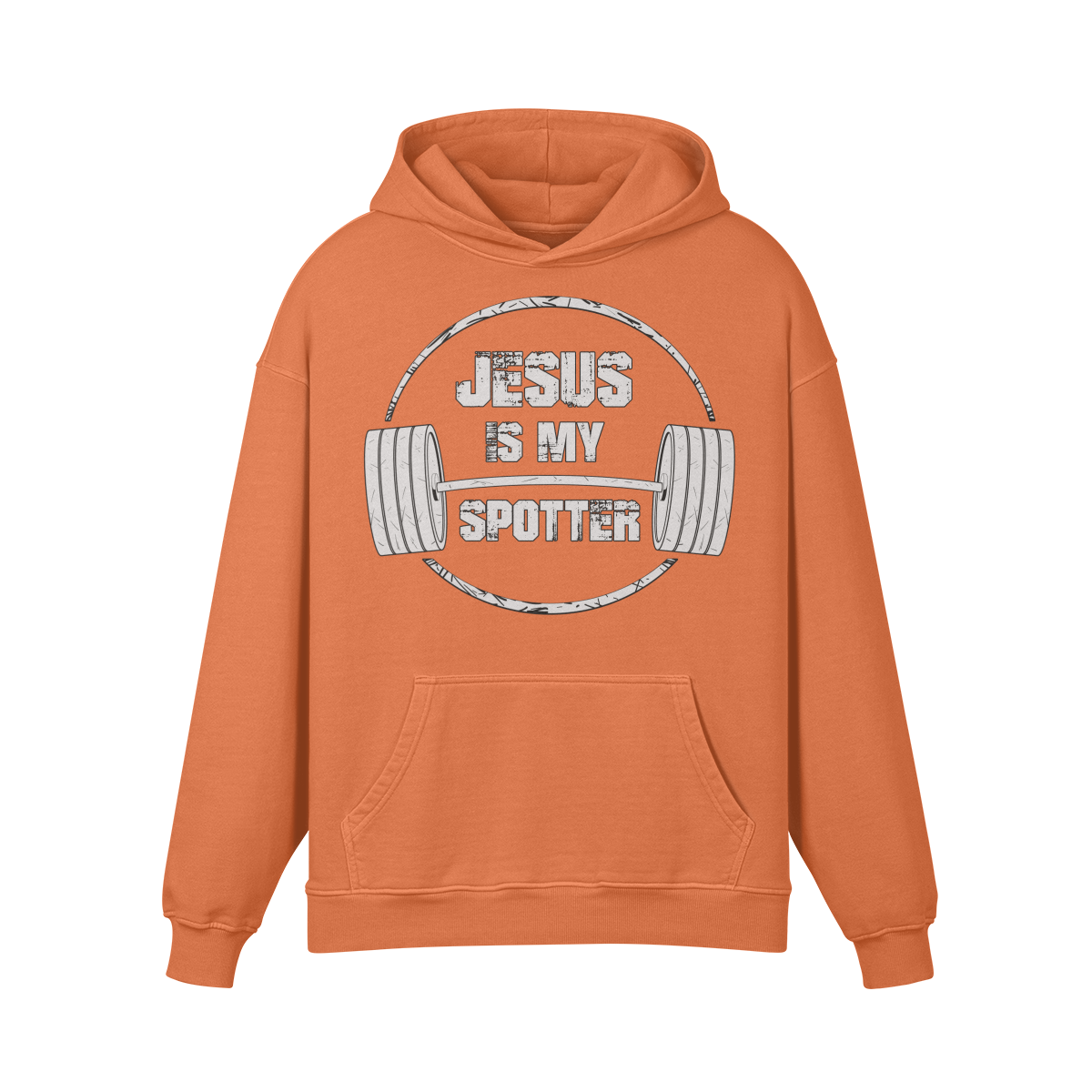 JESUS IS MY SPOTTER (TEXT)- Oversized Hoodie-Copper Red-League of Lifters