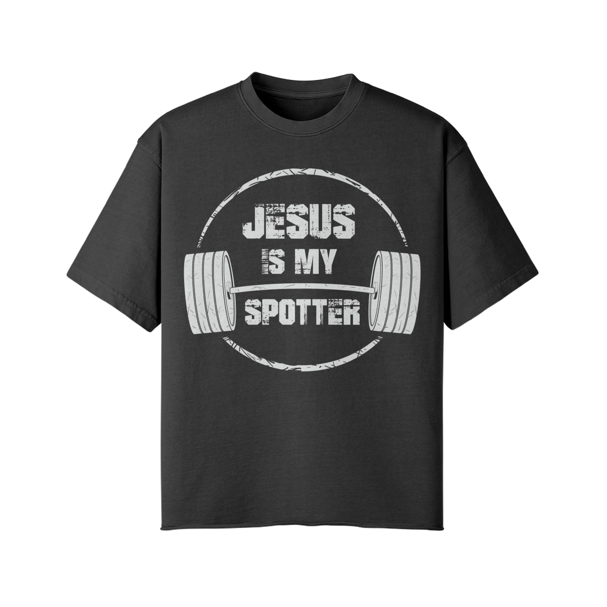 JESUS IS MY SPOTTER (TEXT)- Pump Top-Snow Wash-League of Lifters