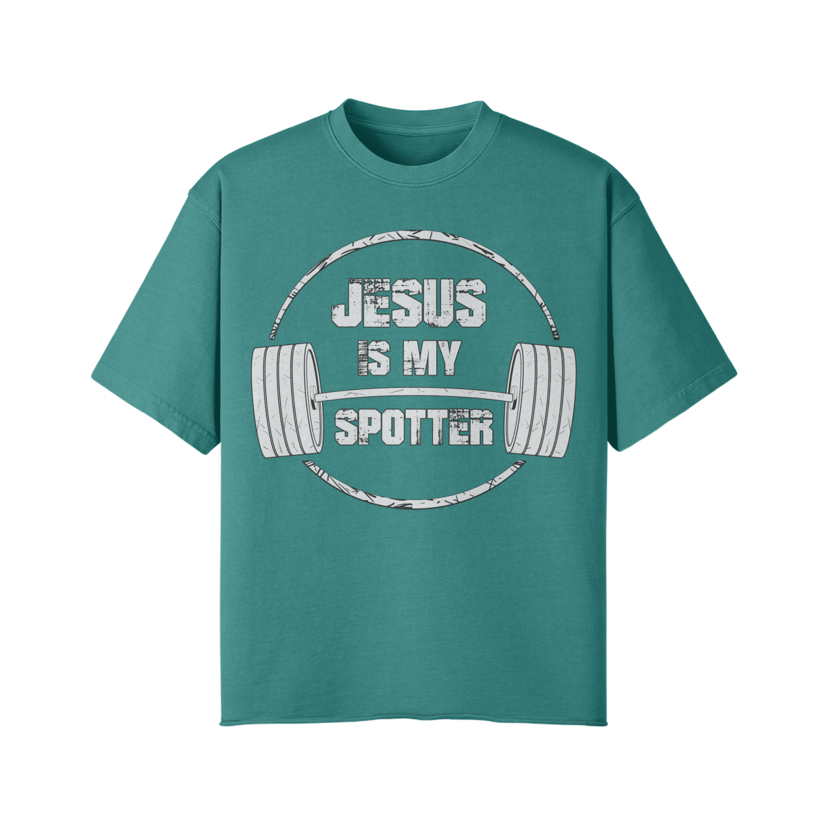 JESUS IS MY SPOTTER (TEXT)- Pump Top-Vintage Green-League of Lifters