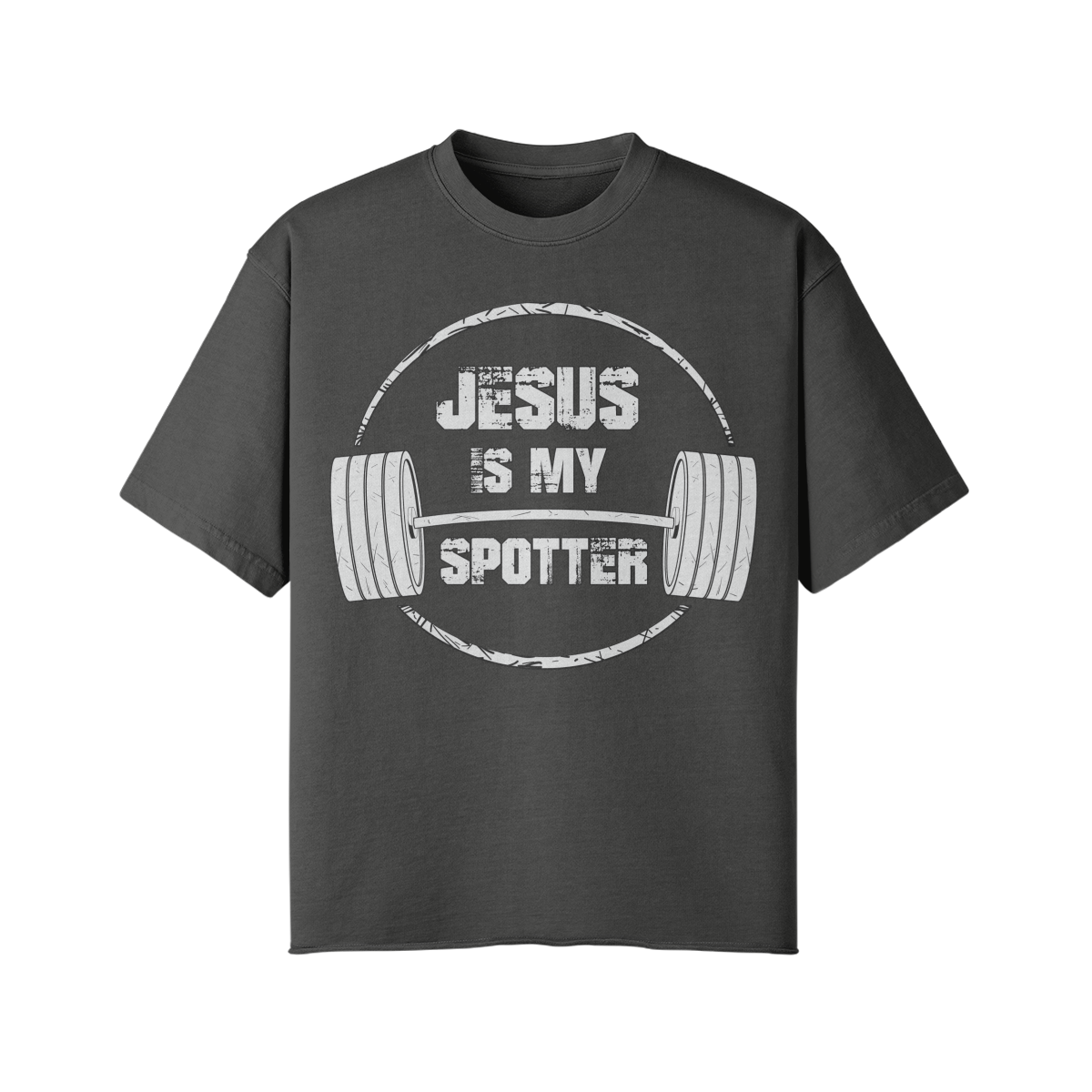 JESUS IS MY SPOTTER (TEXT)- Pump Top-Dark Gray-League of Lifters