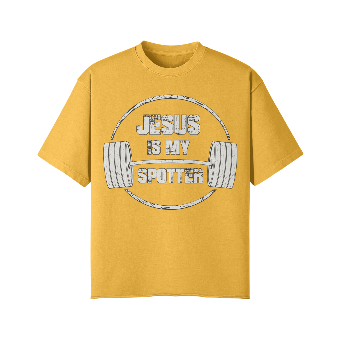 JESUS IS MY SPOTTER (TEXT)- Pump Top-Vintage Yellow-League of Lifters
