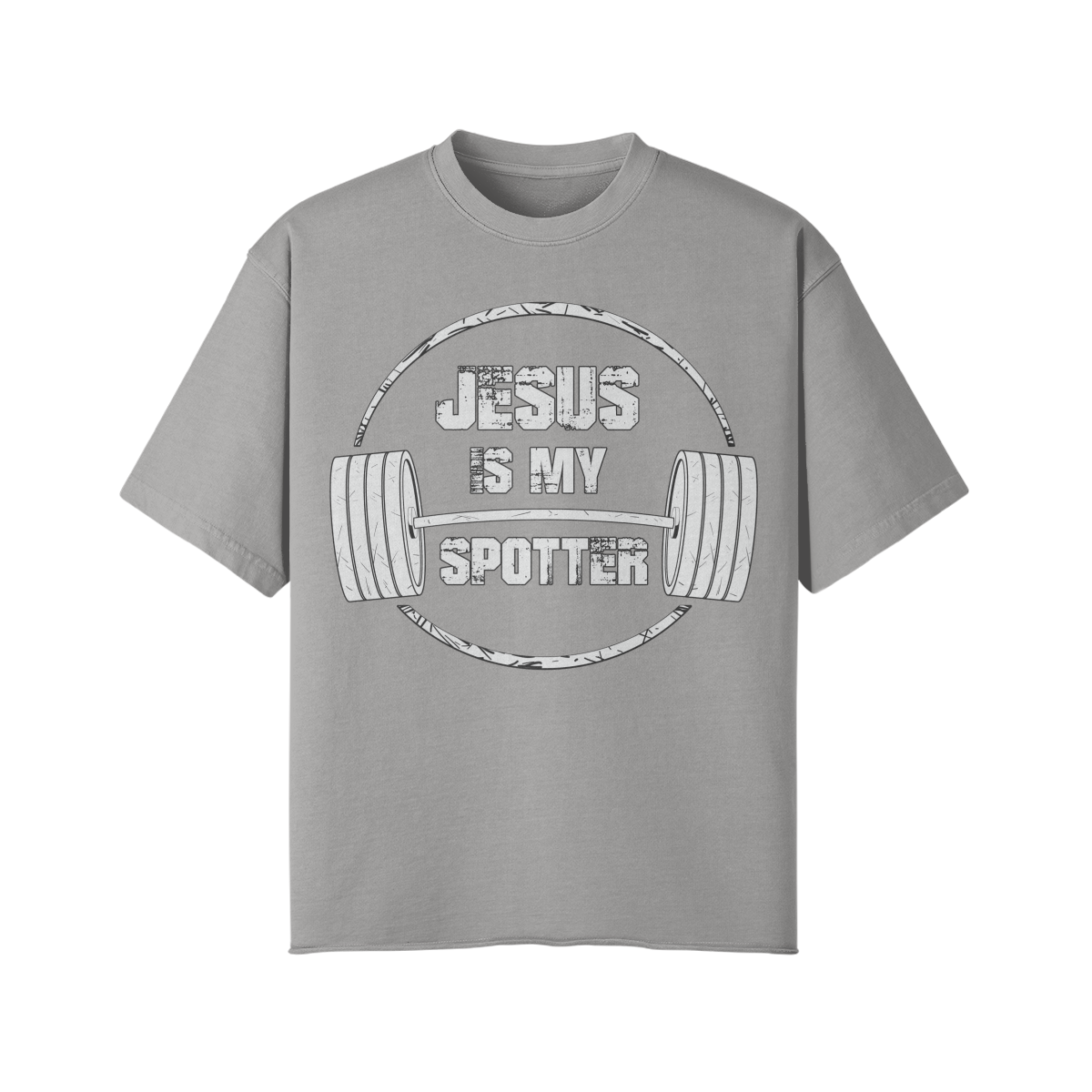 JESUS IS MY SPOTTER (TEXT)- Pump Top-Light Gray-League of Lifters