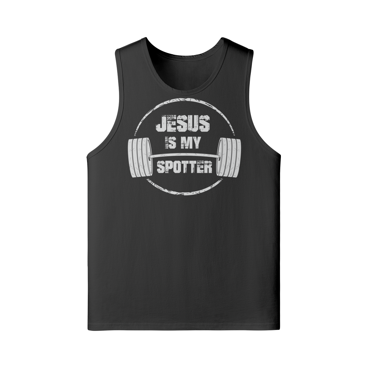 JESUS IS MY SPOTTER (TEXT)- Tank Top-Black-League of Lifters