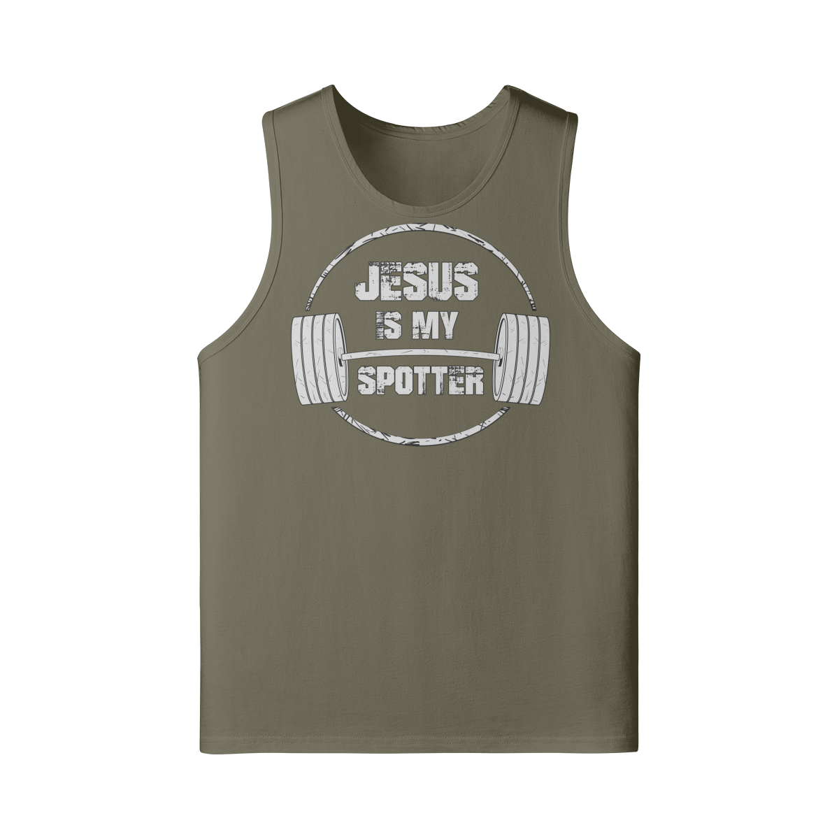 JESUS IS MY SPOTTER (TEXT)- Tank Top-Camel-League of Lifters
