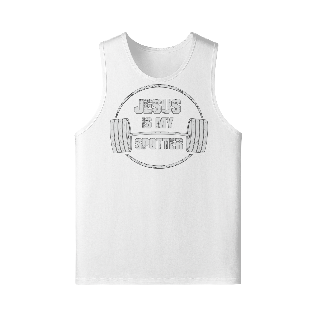 JESUS IS MY SPOTTER (TEXT)- Tank Top-White-League of Lifters