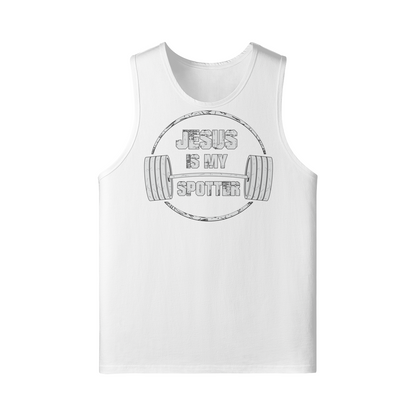 JESUS IS MY SPOTTER (TEXT)- Tank Top-White-League of Lifters
