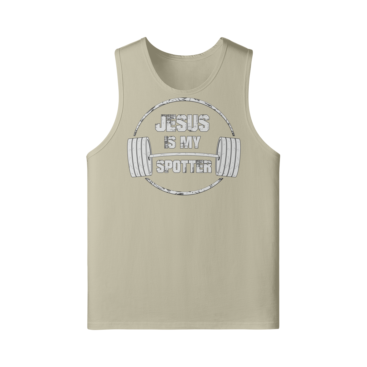 JESUS IS MY SPOTTER (TEXT)- Tank Top-Rice Apricot-League of Lifters