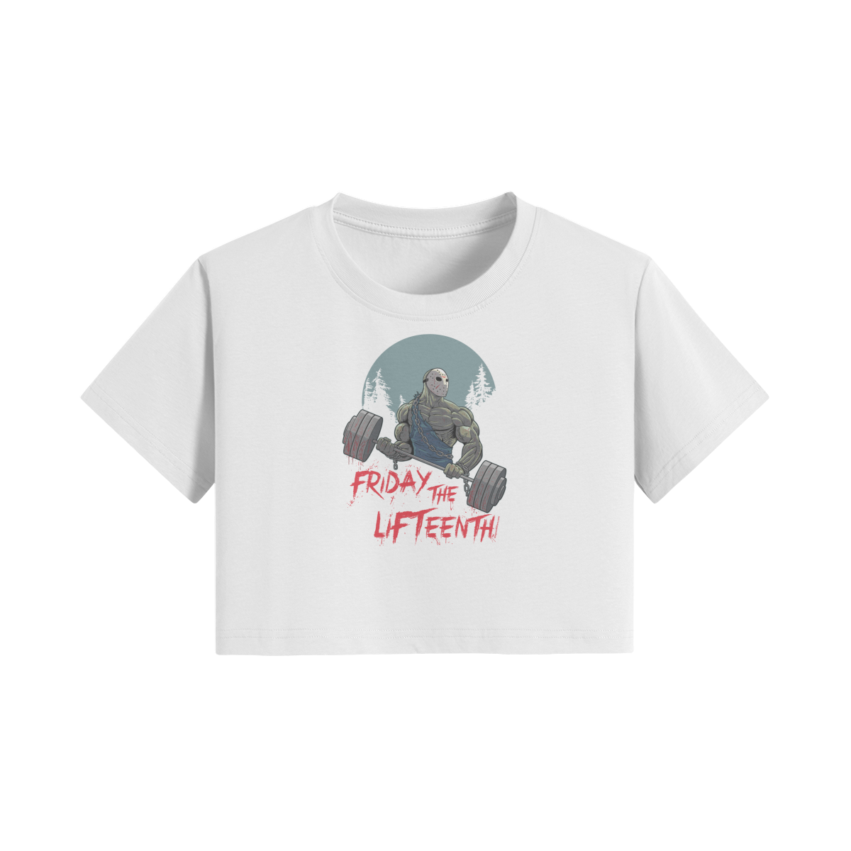 FRIDAY THE LIFTEENTH- Womens Crop Top-White-League of Lifters