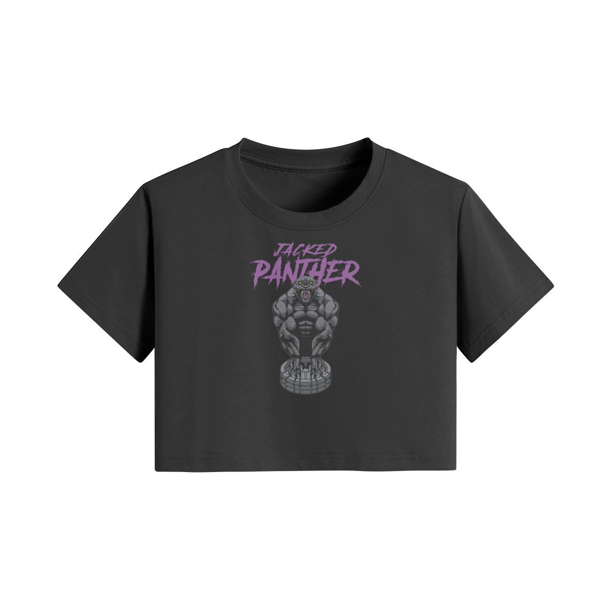JACKED PANTHER- Womens Crop Top-Black-League of Lifters