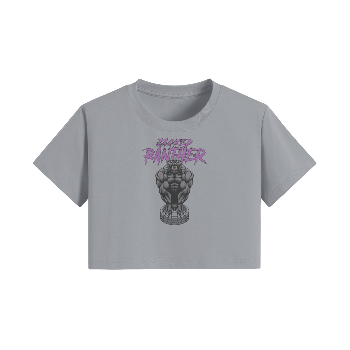 JACKED PANTHER- Womens Crop Top-Light Gray-League of Lifters