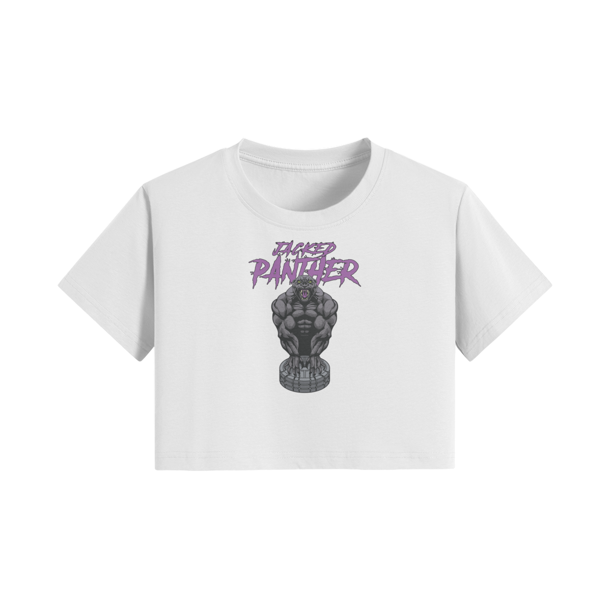 JACKED PANTHER- Womens Crop Top-White-League of Lifters