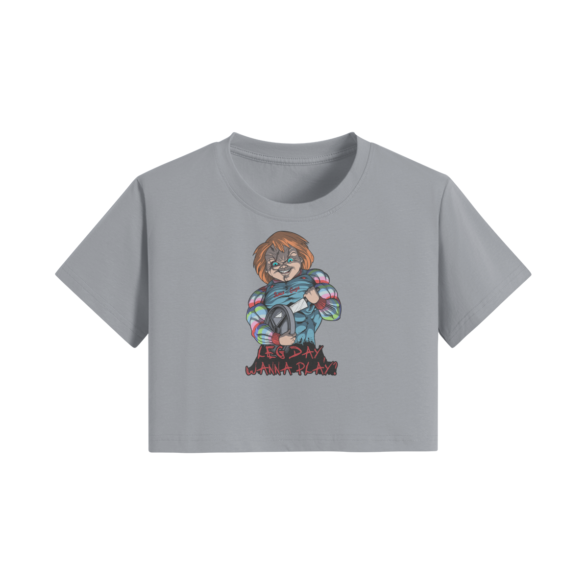 LEG DAY WANNA PLAY?- Womens Crop Top-Light Gray-League of Lifters