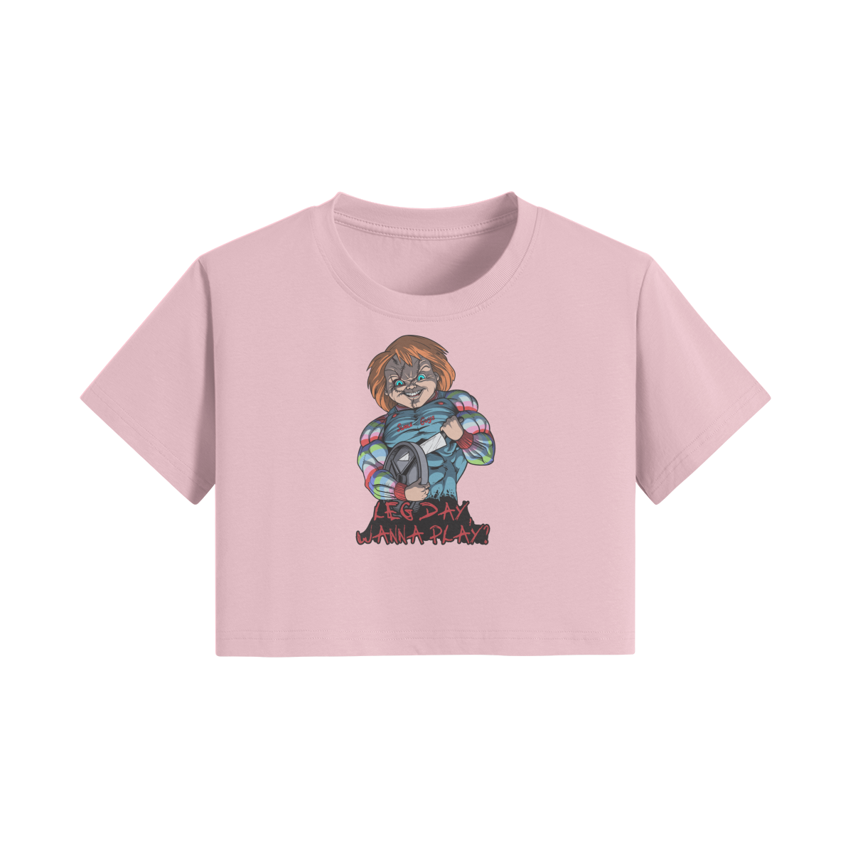 LEG DAY WANNA PLAY?- Womens Crop Top-Pink-League of Lifters