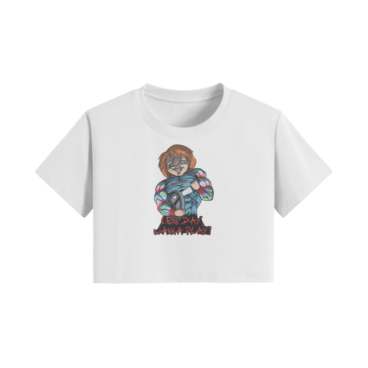 LEG DAY WANNA PLAY?- Womens Crop Top-White-League of Lifters