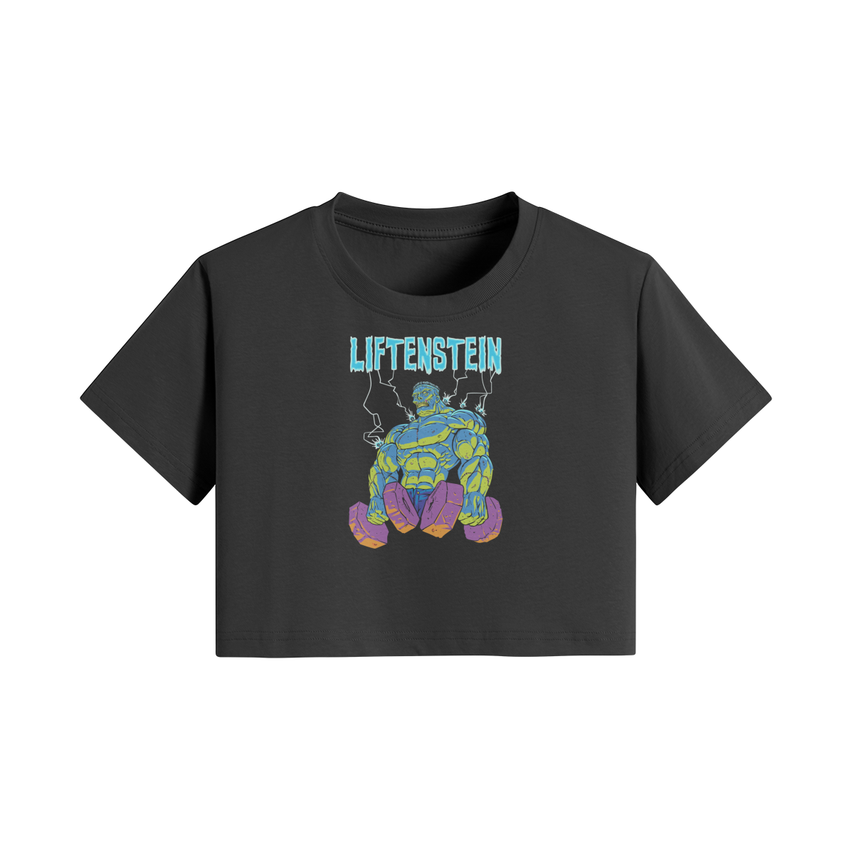 LIFTENSTEIN- Womens Crop Top-Black-League of Lifters