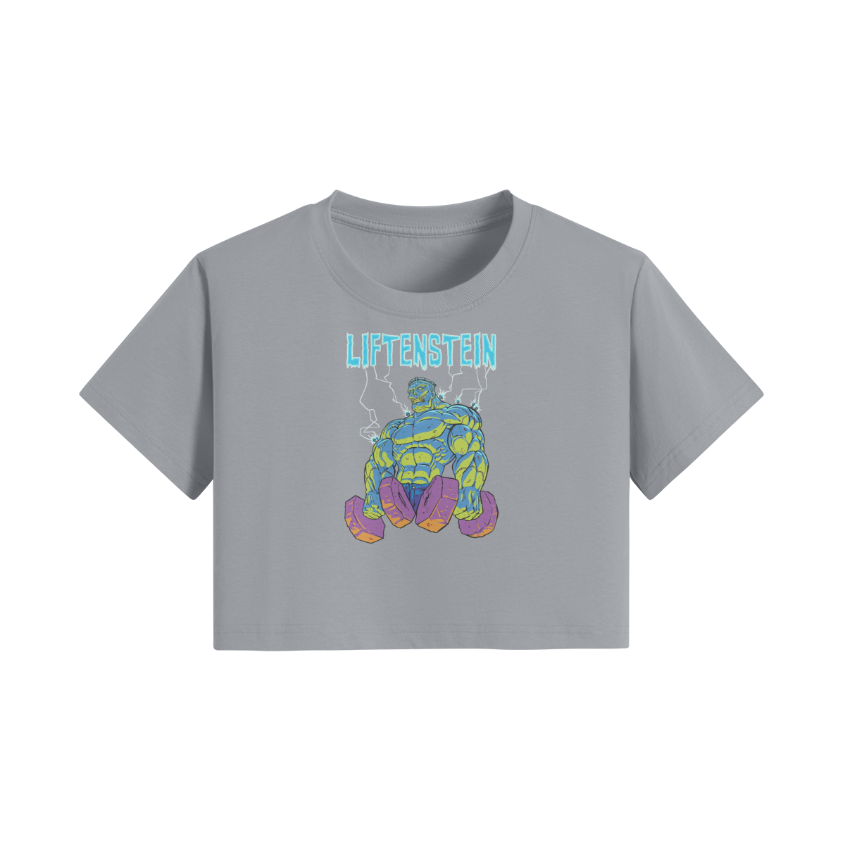 LIFTENSTEIN- Womens Crop Top-Light Gray-League of Lifters