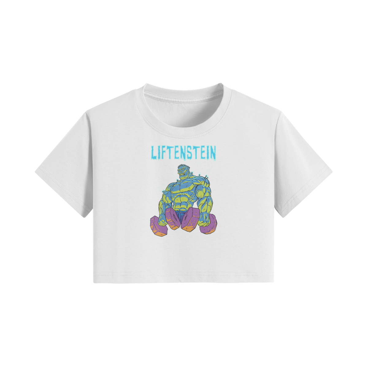 LIFTENSTEIN- Womens Crop Top-White-League of Lifters