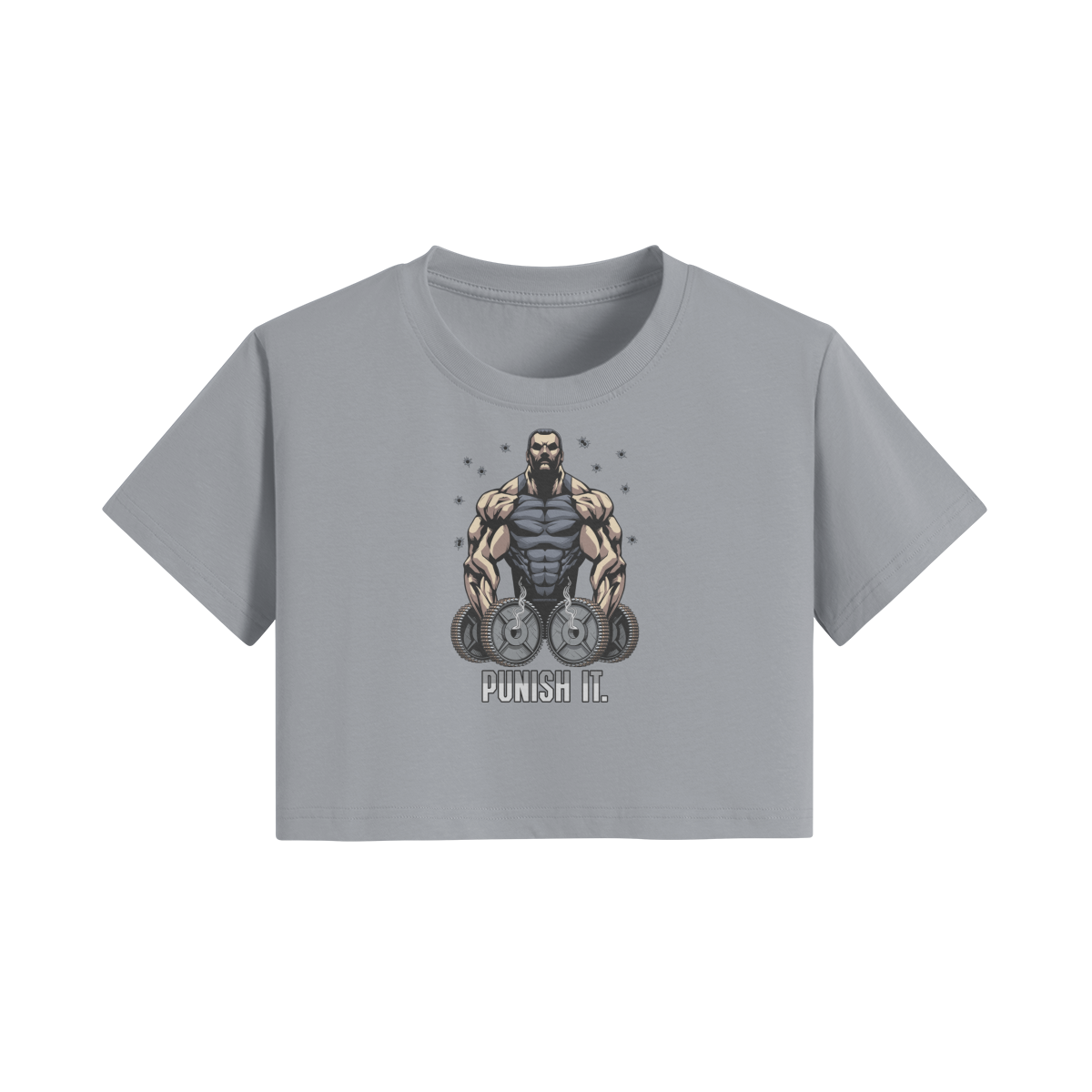PUNISH IT- Womens Crop Top-Light Gray-League of Lifters