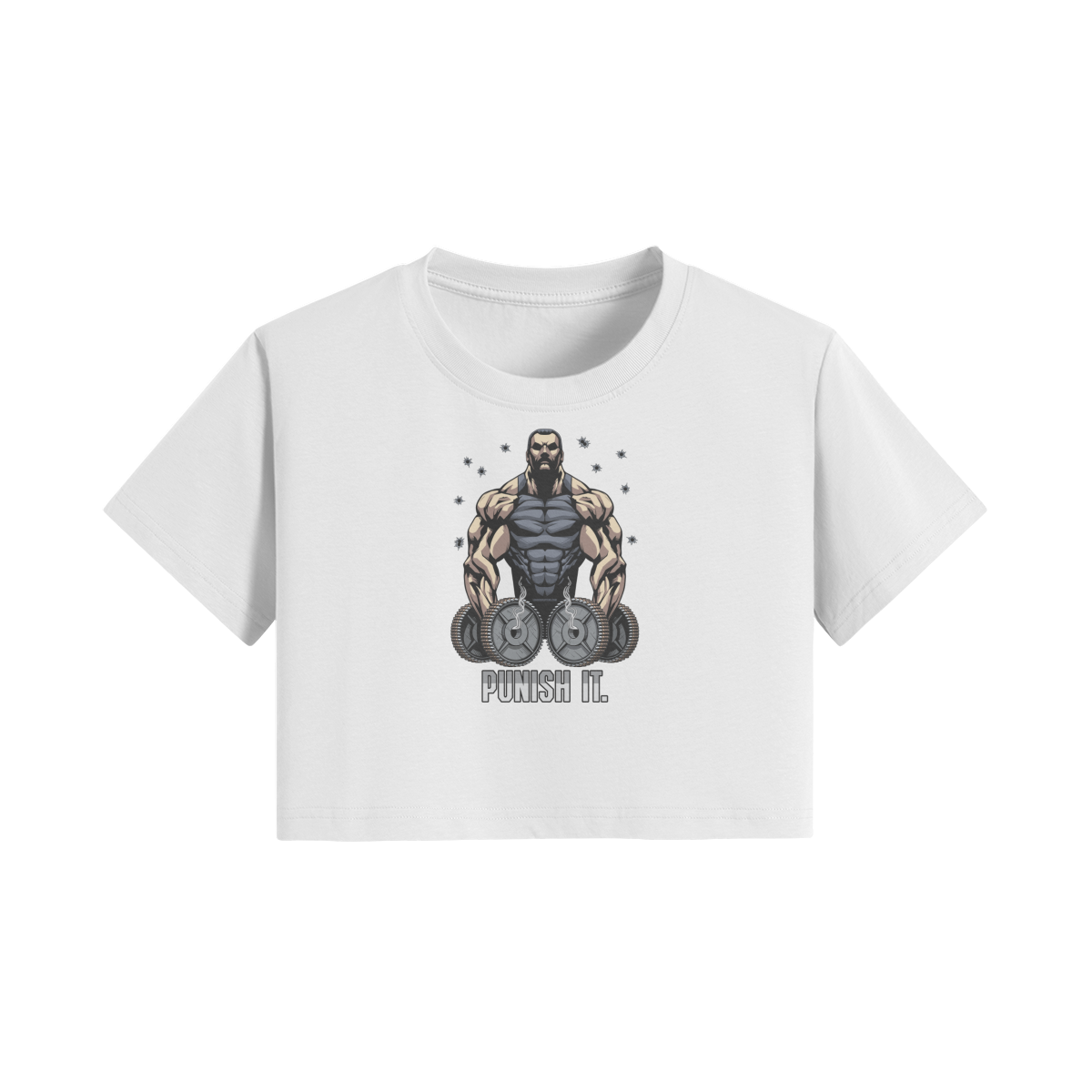 PUNISH IT- Womens Crop Top-White-League of Lifters