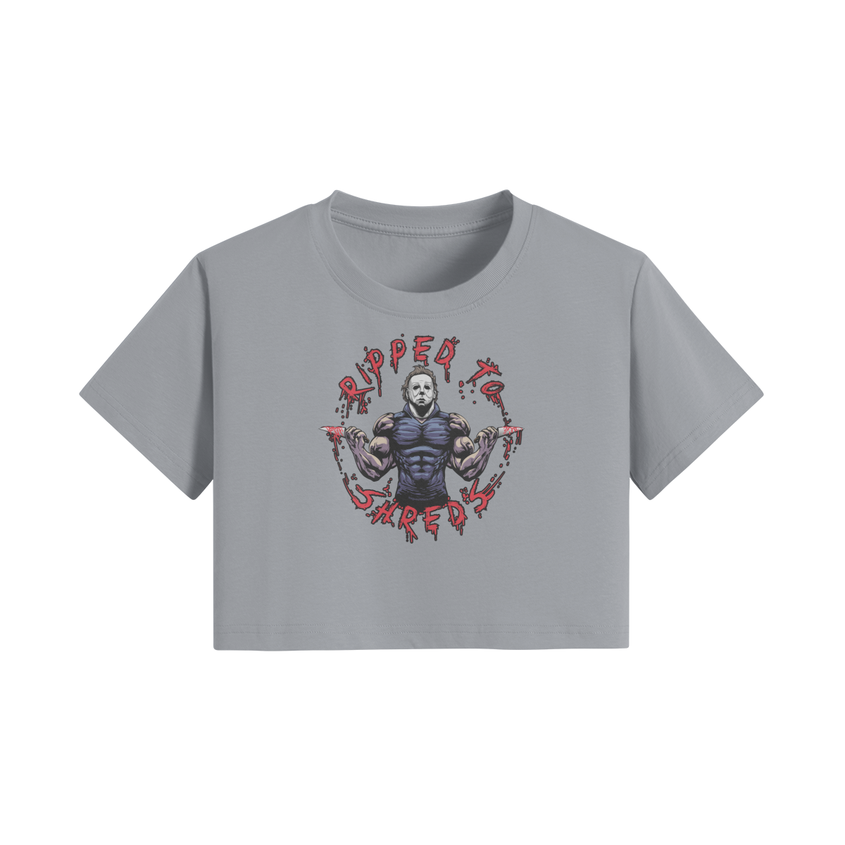 RIPPED TO SHREDS- Womens Crop Top-Light Gray-League of Lifters