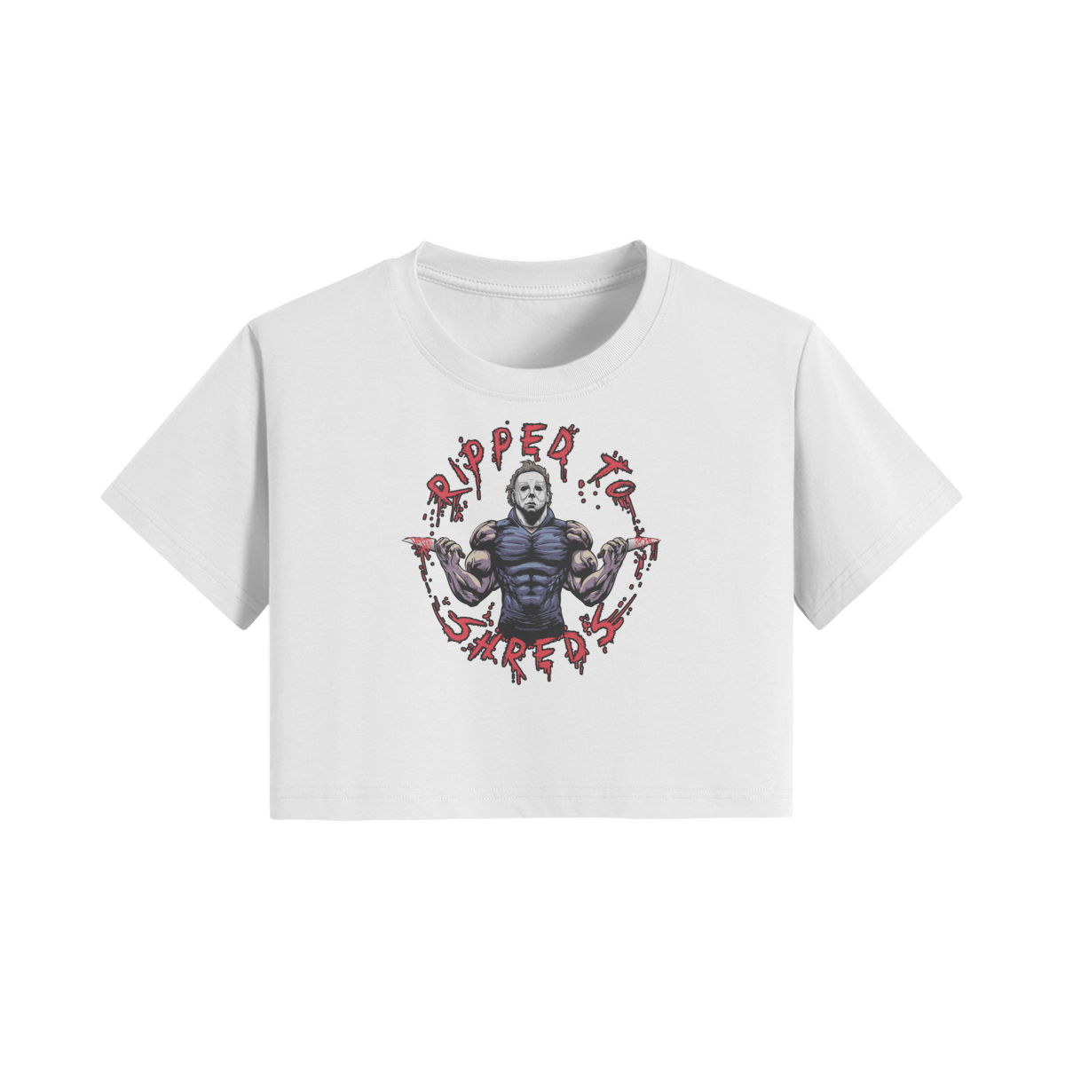 RIPPED TO SHREDS- Womens Crop Top-White-League of Lifters