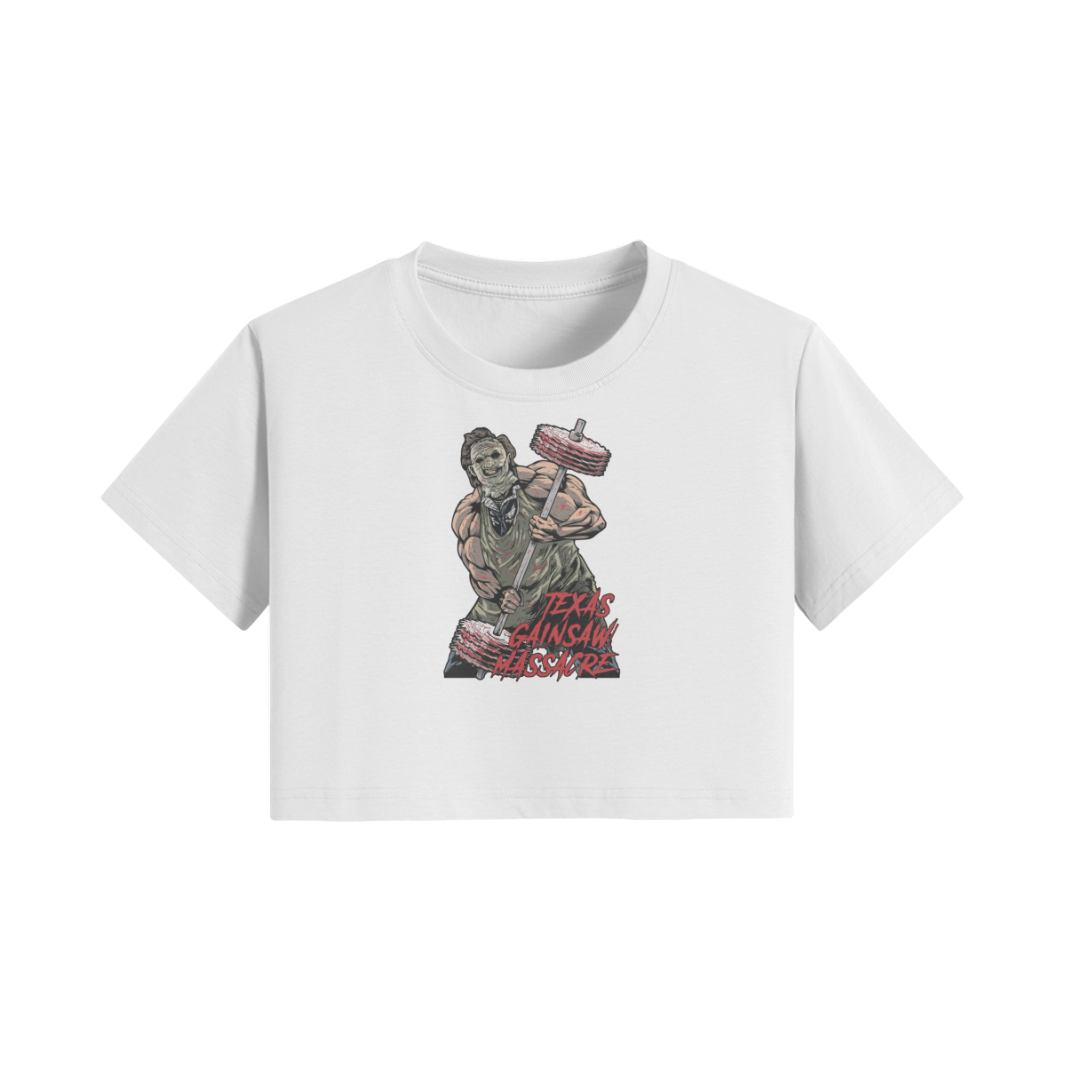 TEXAS GAINSAW MASSACRE- Womens Crop Top-White-League of Lifters