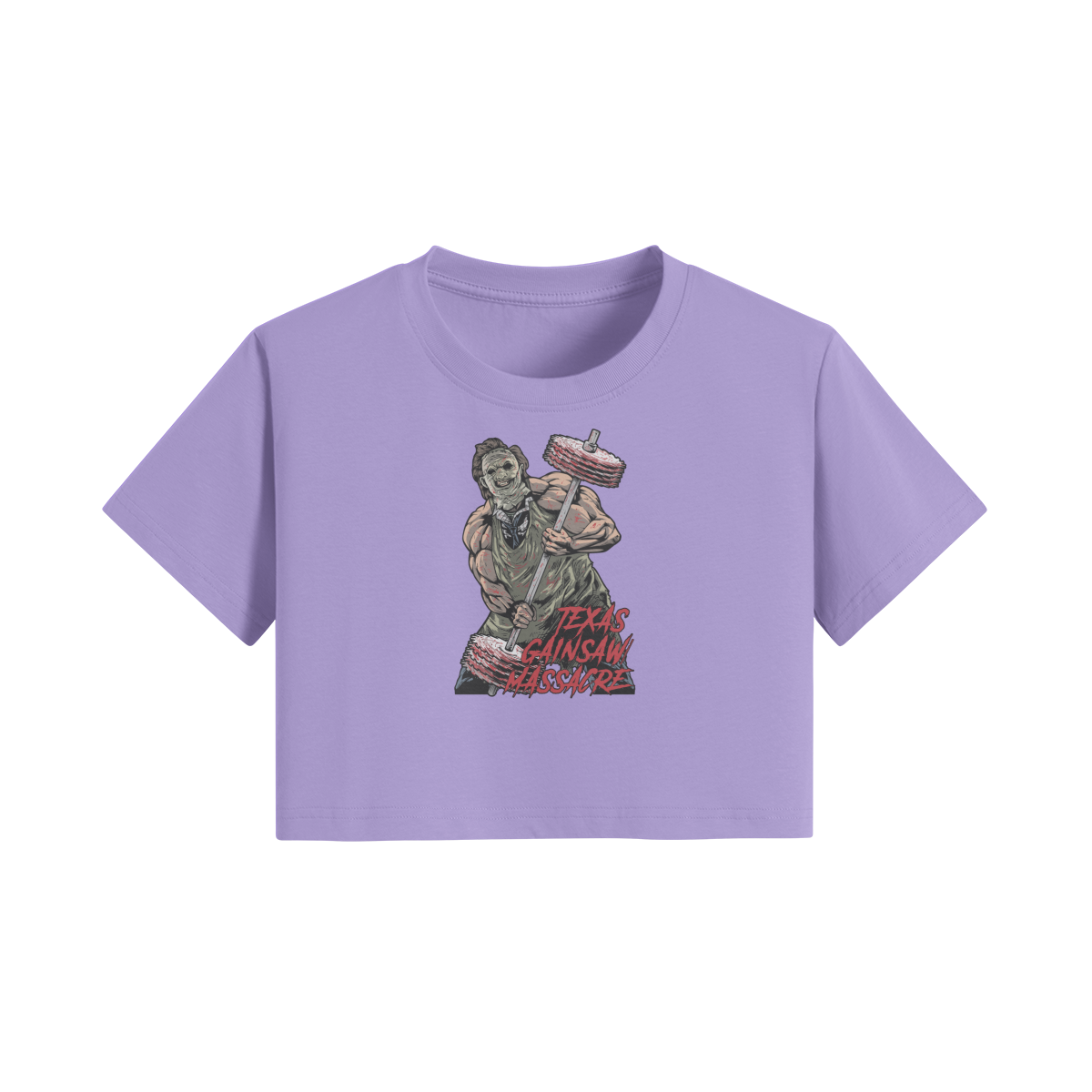 TEXAS GAINSAW MASSACRE- Womens Crop Top-Lavender-League of Lifters
