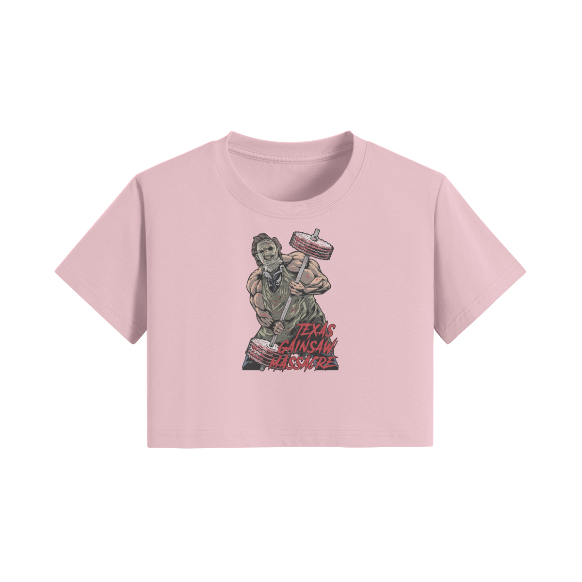 TEXAS GAINSAW MASSACRE- Womens Crop Top-Pink-League of Lifters