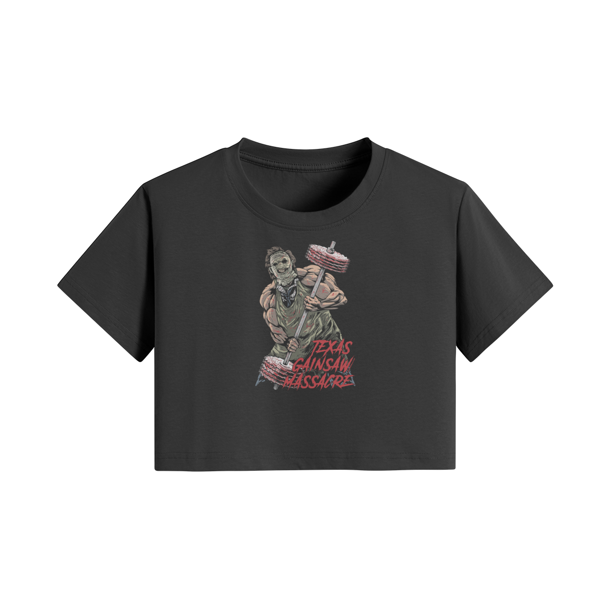 TEXAS GAINSAW MASSACRE- Womens Crop Top-Black-League of Lifters