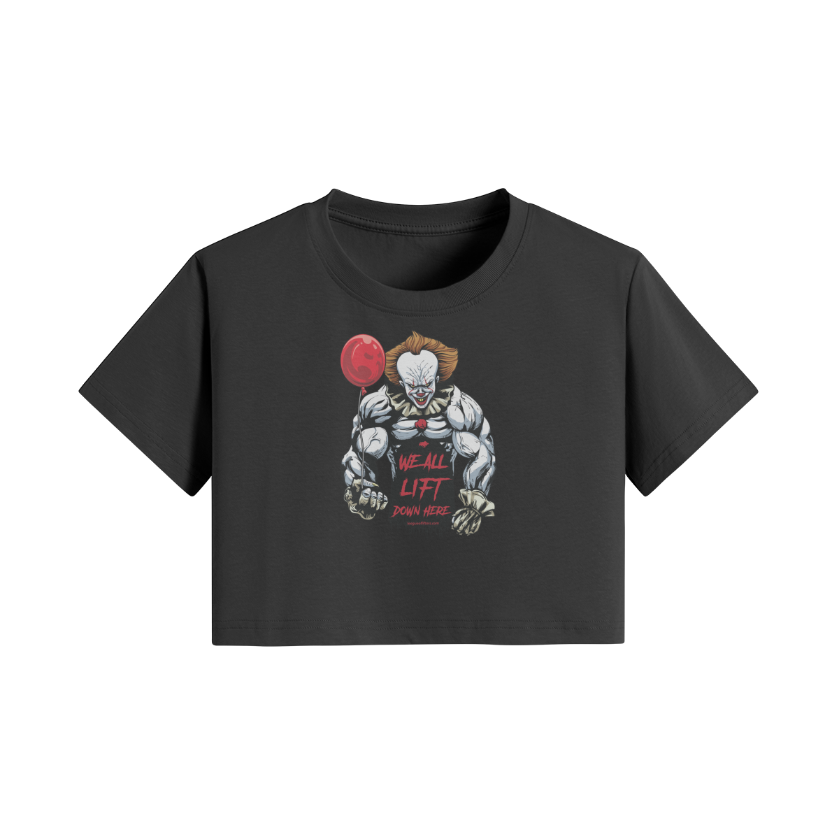 WE ALL LIFT DOWN HERE (BALLOON)- Womens Crop Top-Black-League of Lifters