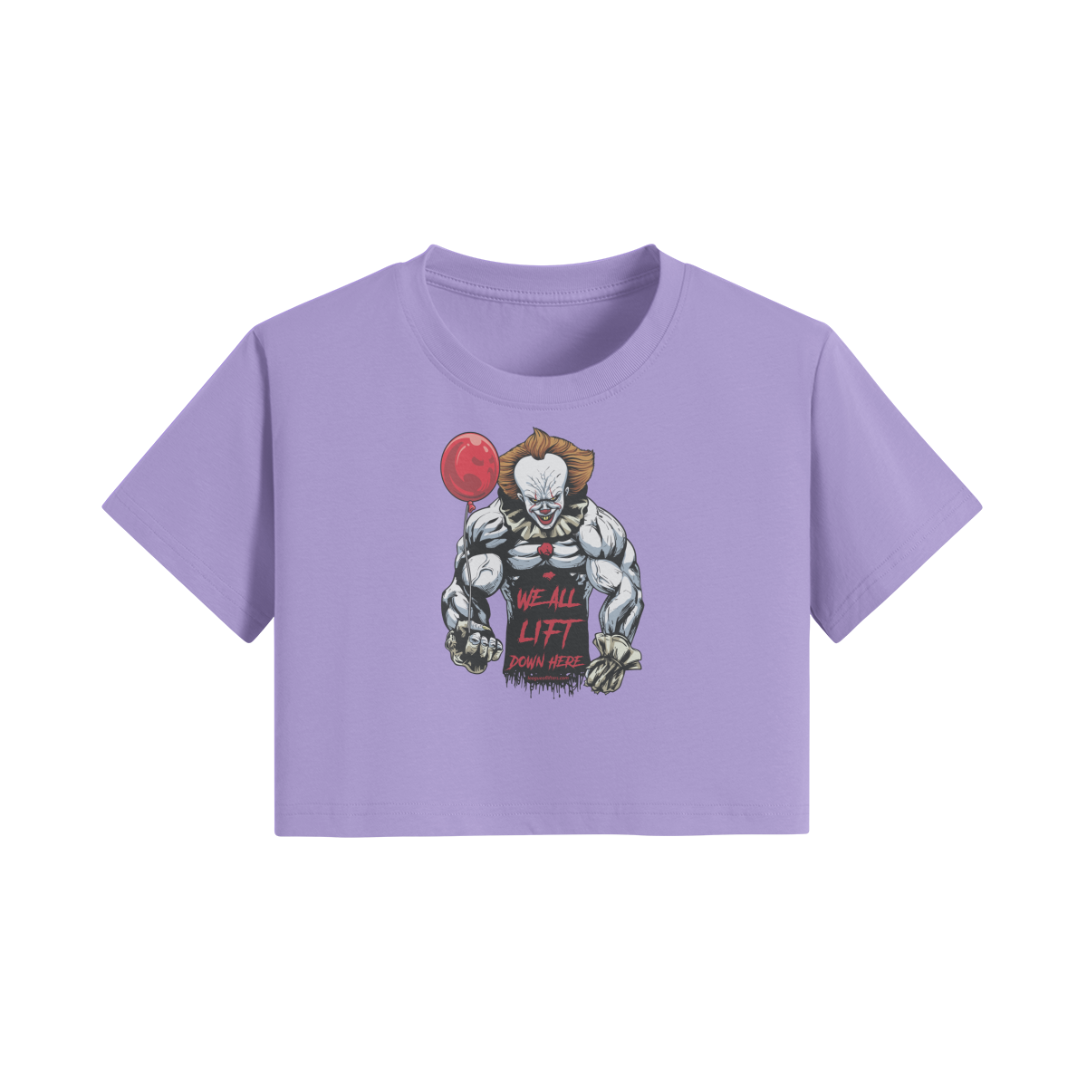 WE ALL LIFT DOWN HERE (BALLOON)- Womens Crop Top-Lavender-League of Lifters