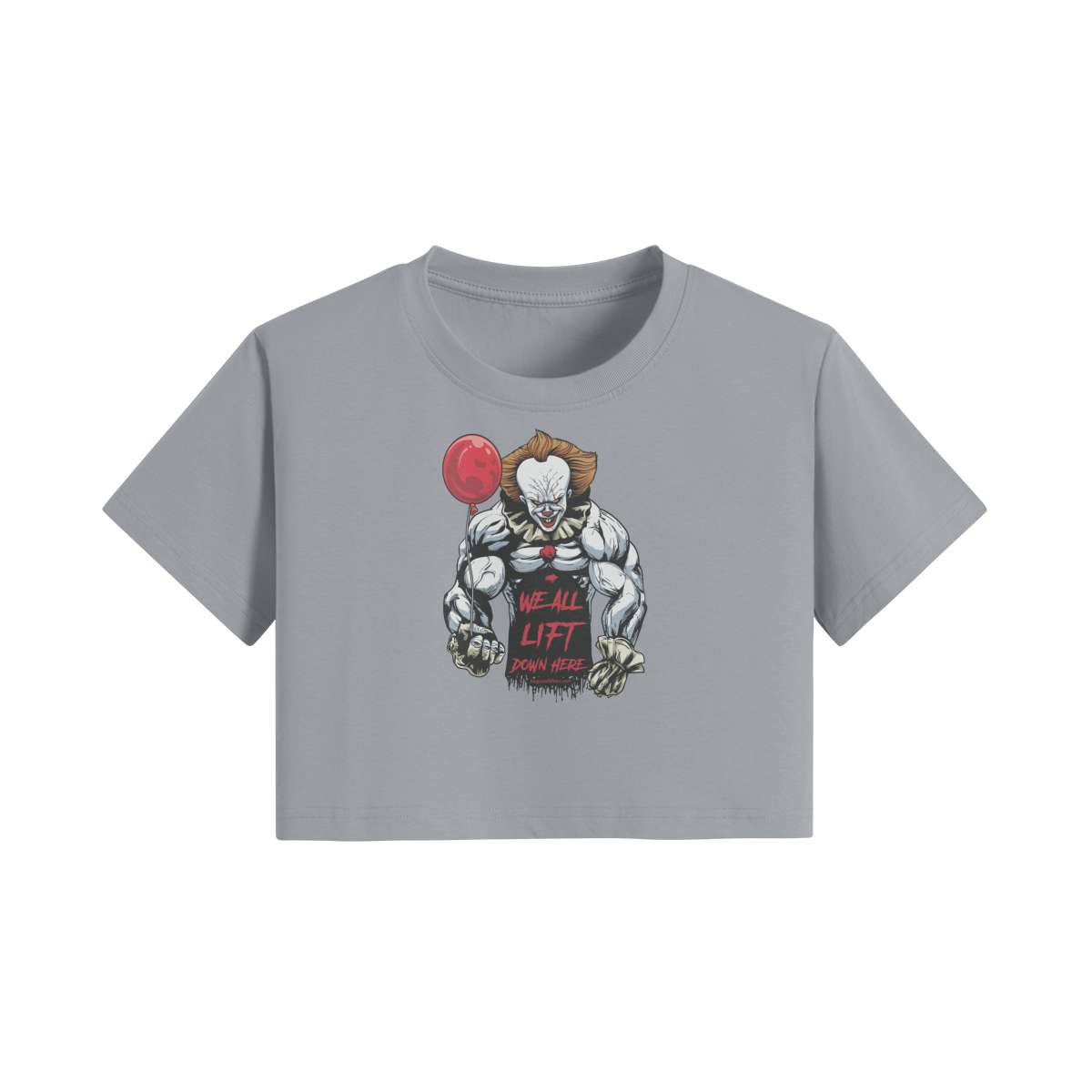 WE ALL LIFT DOWN HERE (BALLOON)- Womens Crop Top-Light Gray-League of Lifters