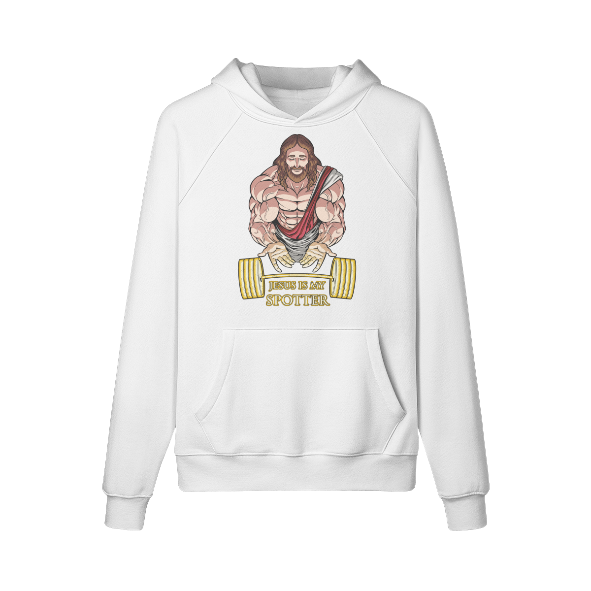 JESUS IS MY SPOTTER- Hoodie-White-League of Lifters