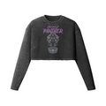 JACKED PANTHER- Womens Long Sleeve Crop Top-Faded Black-League of Lifters