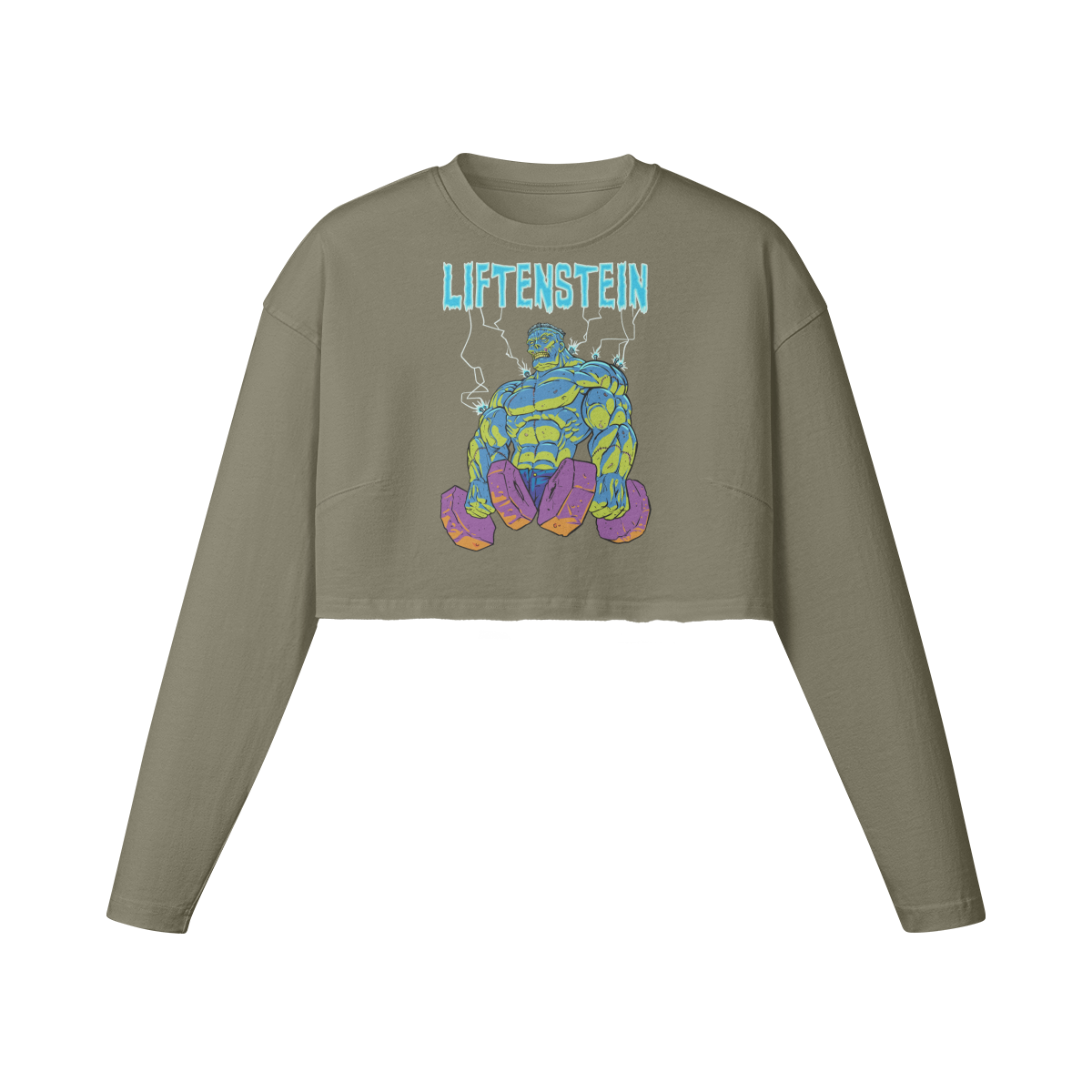 LIFTENSTEIN- Womens Long Sleeve Crop Top-Artichoke-League of Lifters