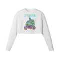 LIFTENSTEIN- Womens Long Sleeve Crop Top-White-League of Lifters