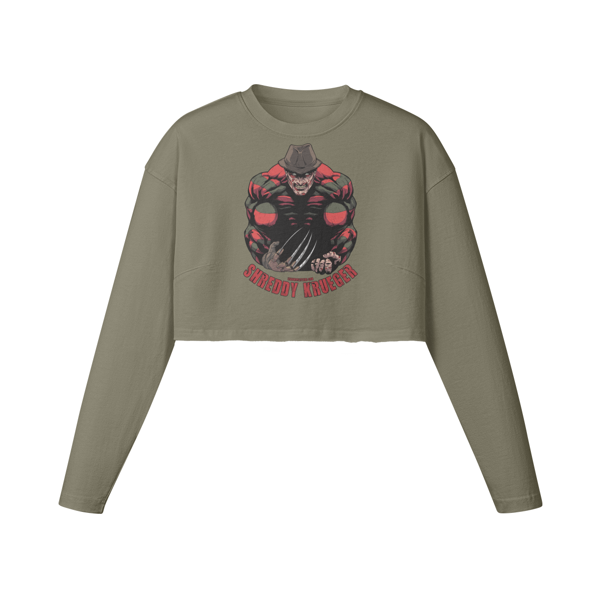 SHREDDY KRUEGER- Womens Long Sleeve Crop Top-Artichoke-League of Lifters