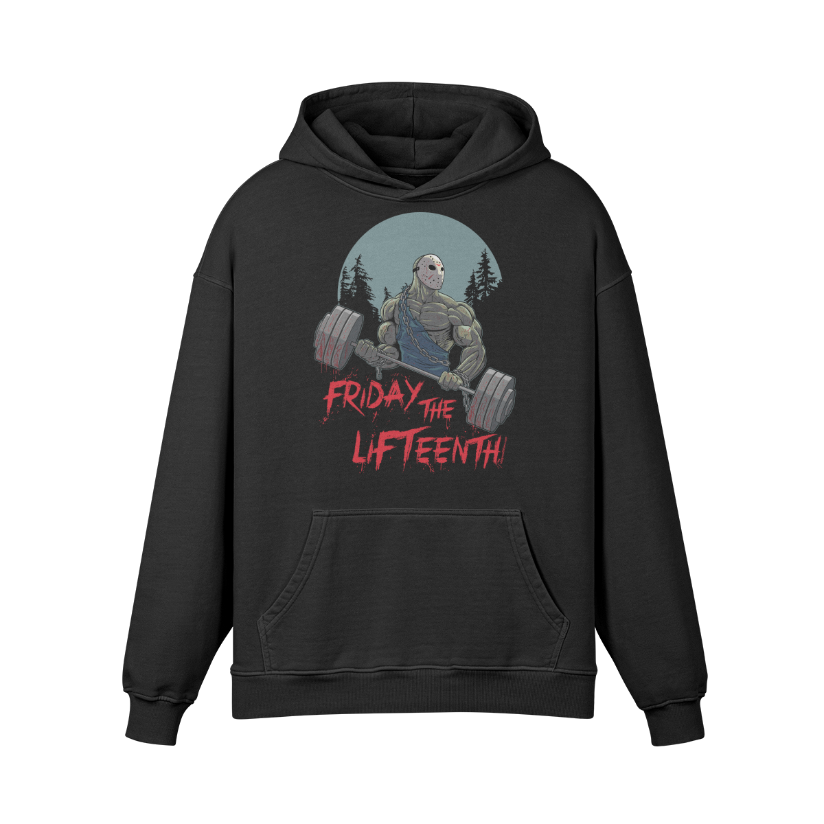FRIDAY THE LIFTEENTH- Oversized Hoodie-Faded Black-League of Lifters