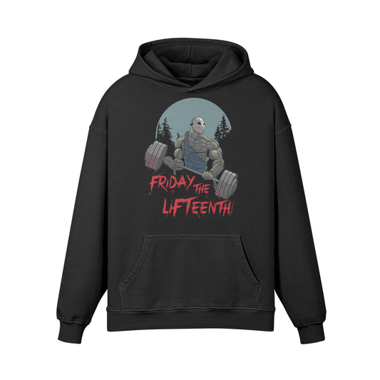 FRIDAY THE LIFTEENTH- Oversized Hoodie-Faded Black-League of Lifters