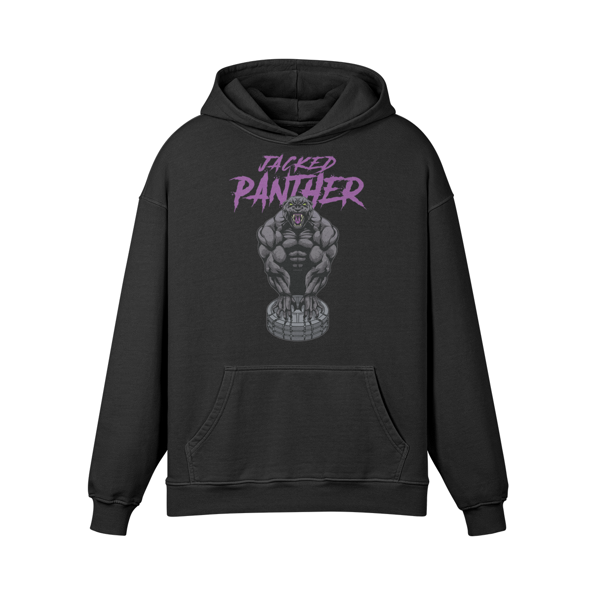 JACKED PANTHER- Oversized Hoodie-Faded Black-League of Lifters